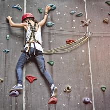 Teenage Girl In A Free Climbing Wall