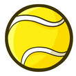 Funny yellow tennis ball with tick stroke line art - vector.