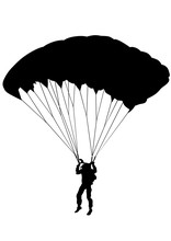 Man On Parachute Sports On A White Background