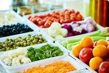 salad bar with vegetables in the restaurant, healthy food