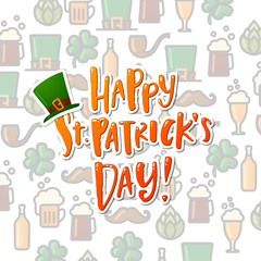 Hand drawn calligraphy Happy St. Patrick's Day poster 