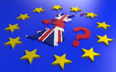 Poster - Great Britain map with flag and EU stars