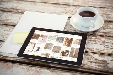 Poster - Composite image of overhead of tablet on desk