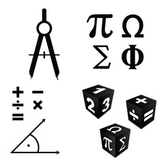 math icons set in black color illustration