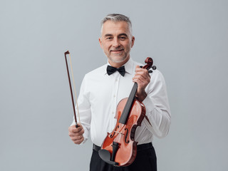 Cheerful violinist portrait