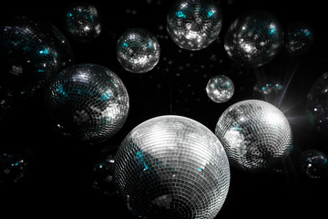 mirror ball illumination dark. disco party ball.