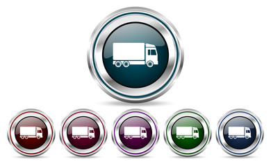 Aufkleber - Delivery silver metallic web set of vector icons isolated on white background in eps 10.