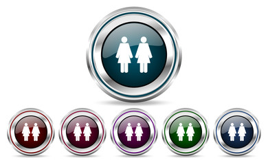 Aufkleber - Couple silver metallic web set of vector icons isolated on white background in eps 10.