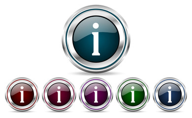 Poster - Information silver metallic web set of vector icons isolated on white background in eps 10.