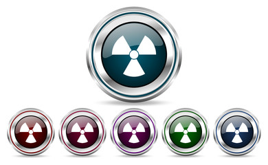 Aufkleber - Radiation silver metallic web set of vector icons isolated on white background in eps 10.