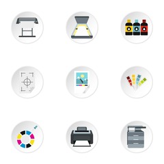 Poster - Printing icons set, flat style