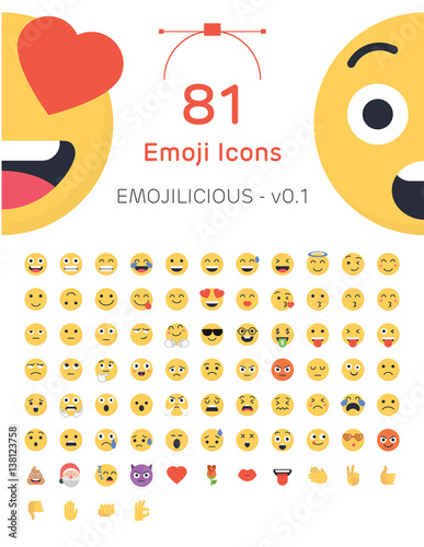 Fotomural 81 Friendly Vector Emoticons - Emojilicious v0.1