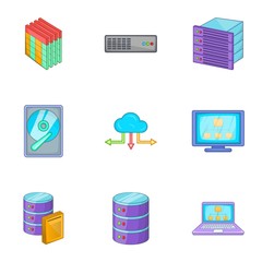 Poster - Network icons set, cartoon style