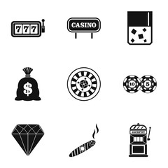Poster - Gambling house icons set, simple style