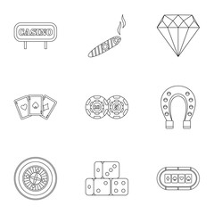 Poster - Gambling icons set, outline style