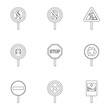 © ylivdesign - Traffic sign icons set, outline style