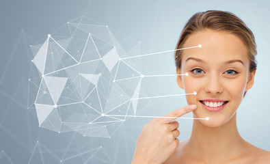 smiling young woman face and shoulders