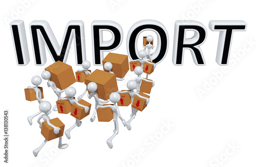 Fotografia, Obraz Import Trade Concept With The Original 3D Characters Illustration
