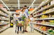 © Syda Productions - family with food in shopping cart at grocery store