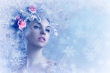 Fototapeta Dmuchawce - Beautiful girl in the winter image.
