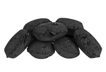Charcoal Briquettes On White Background