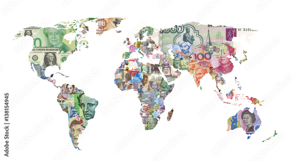 глобальная карта мира с линиями финансовых потоков