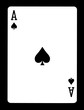 Ace of spades playing card, isolated on black background.