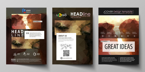 Poster - Business templates for brochure, magazine, flyer. Cover design template, abstract vector layout in A4 size. Romantic couple kissing. Beautiful background. Geometrical pattern in triangular style.