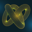 Abstract geometric shape with trefoil knot. 3D polygonal wireframe.