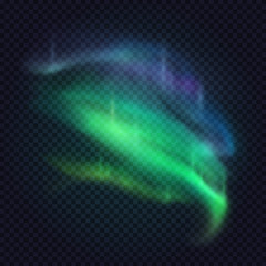 realistic northern lights. vector aurora borealis on transparent background. beautiful natural effec