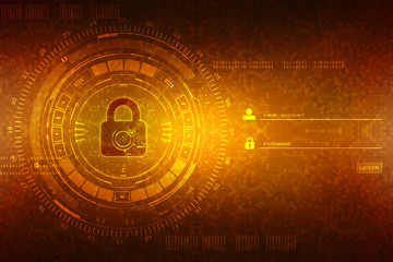 2d illustration Safety concept: Closed Padlock on digital background


