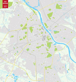 Fototapeta Mapy - Vector color map of  Warsaw, Poland. City Plan of  Warsaw