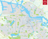 Fototapeta Mapy - Vector color map of  Amsterdam, Netherlands. City Plan of Amsterdam