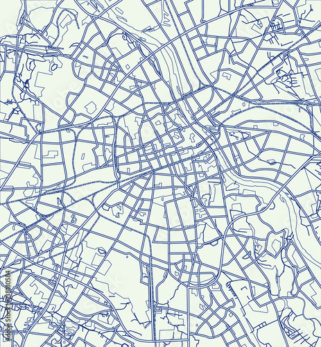 Obraz na płótnie Retro scheme of the Warsaw, Poland. City Plan of Warsaw
