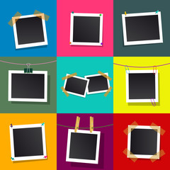 Wall Mural - set of square vector photo frames. isolated on color background.