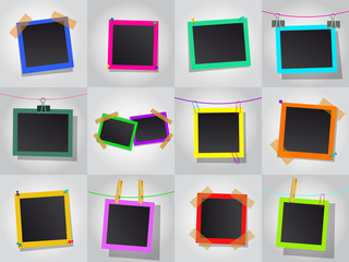 Wall Mural - set of square vector photo frames. isolated on white background.