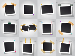 Wall Mural - set of square vector photo frames. isolated on white background.