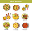 French cuisine food dishes for menu vector templates
