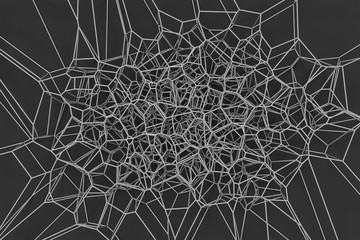 Abstract 3d voronoi lattice on black background