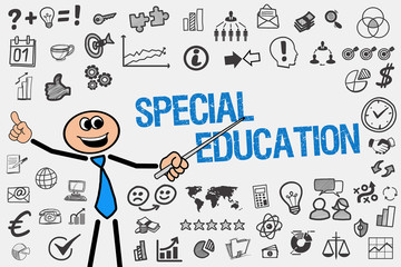 Wall Mural - Special Education / Mann mit Symbole