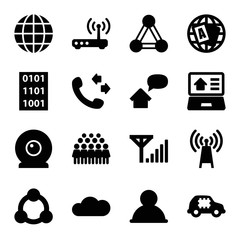 Aufkleber - Set of 16 network filled icons