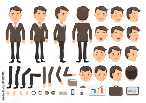 Businessman Character Creation Set Icons With Different