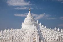 Hsinbyume Paya Beautiful White Monastery In Mingun City, Mandalay, Myanmar