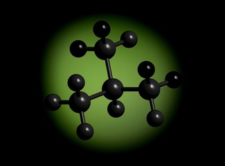 Wall Mural - Black molecular structure, 3D rendering