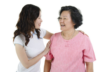 Poster - Senior mother and adult daughter smiling