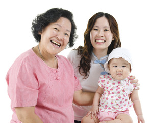 Wall Mural - Three generations Asian family