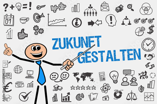 Zukunft Gestalten Mann Mit Symbole Stock Photo Adobe Stock