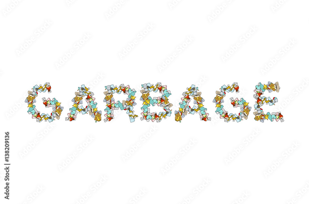 Trash Box Lettering Garbage Lettering. Letters from Rubbish. trash typography. peel from ...