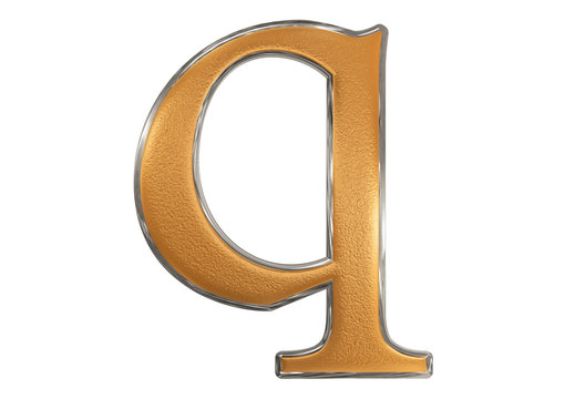 Lowercase letter Q, isolated on white, with clipping path, 3D illustration