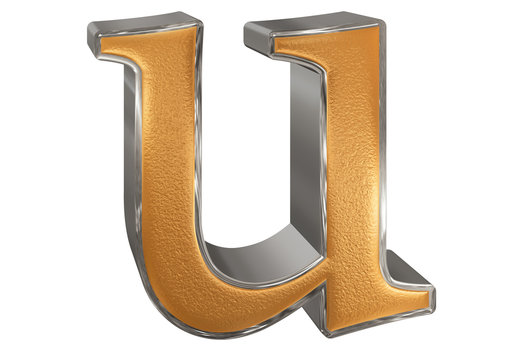 Lowercase letter U, isolated on white, with clipping path, 3D illustration